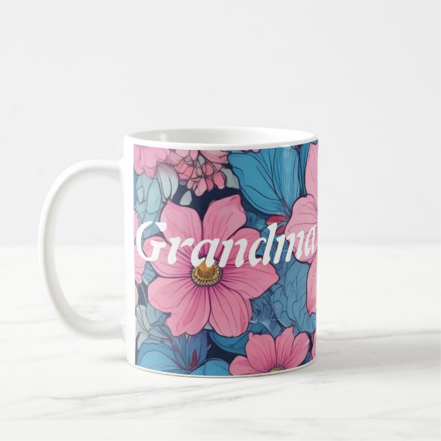 Grandma Mug with Pink & Blue Flower Design (Left)