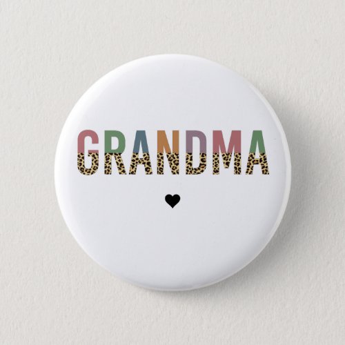 Grandma multicolor cheetah leopard typography Gift Button