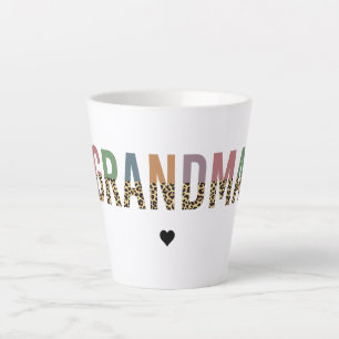 Grandma multicolor cheetah leopard typography Gift Latte Mug