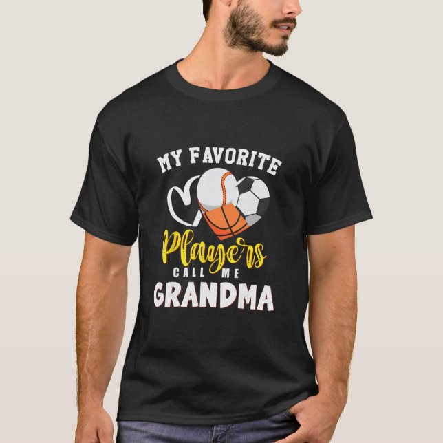 Grandma My Favorite Sell Soccer Sketll Players Cal T-Shirt (Front)