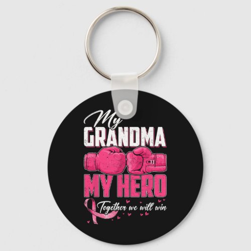 Grandma My Hero Together We Will Win Breast Cancer Keychain