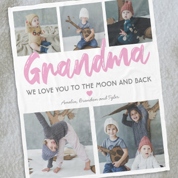 Grandma Nana 5 Photo Collage Fleece Blanket by special_stationery at Zazzle