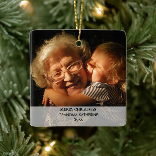 Grandma Nana Grandkids Xmas Photo Christmas Ceramic Ornament