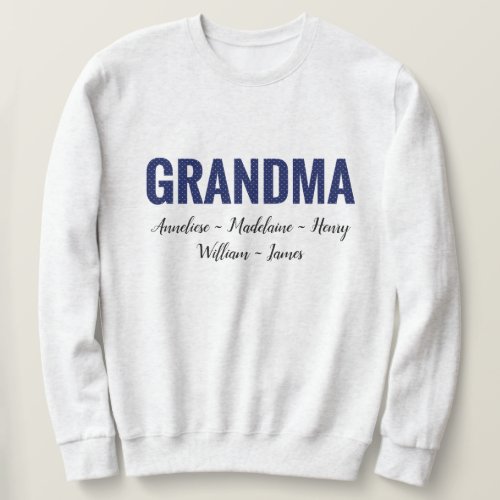 Grandma Navy Mini Dots with Child Names Unisex  Sweatshirt