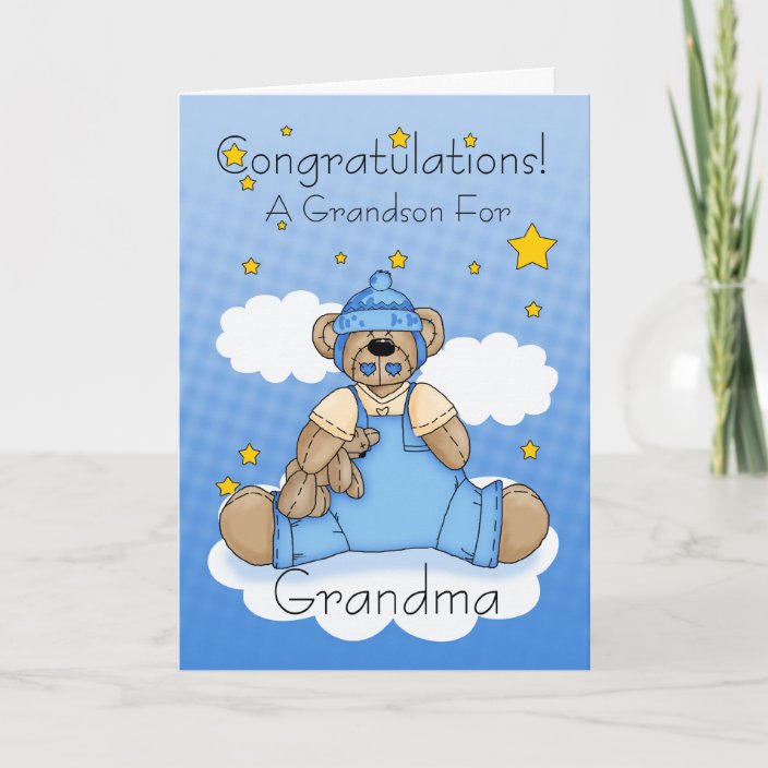 Grandma New Baby Boy Congratulations Card | Zazzle.com