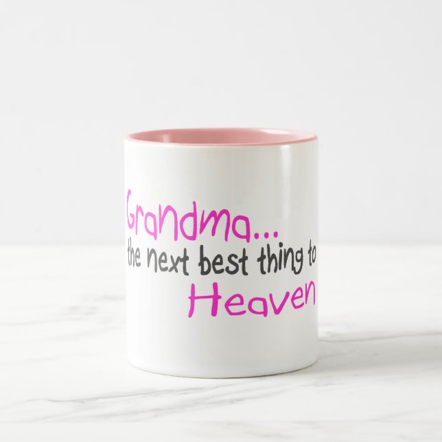 Grandma, Next Best Thing To Heaven Two-Tone Coffee Mug (Center)
