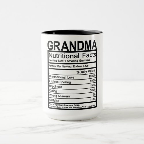 Grandma Nutritional Facts Mug