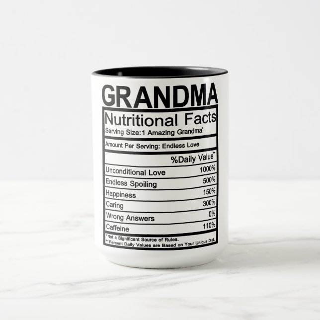 Grandma Nutritional Facts Mug (Center)