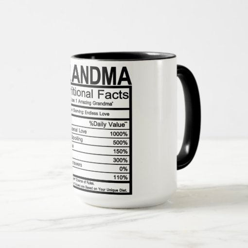 Grandma Nutritional Facts Mug Zazzle