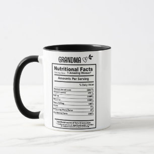 Grandma Nutritional Facts Mug, Grandma Gift Mug