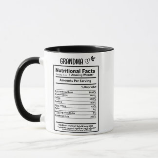 Grandma Nutritional Facts Mug, Grandma Gift Mug