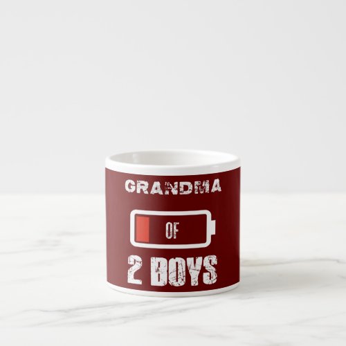 Grandma of 2 Two Boys Low Battery Mothers Day Espresso Cup