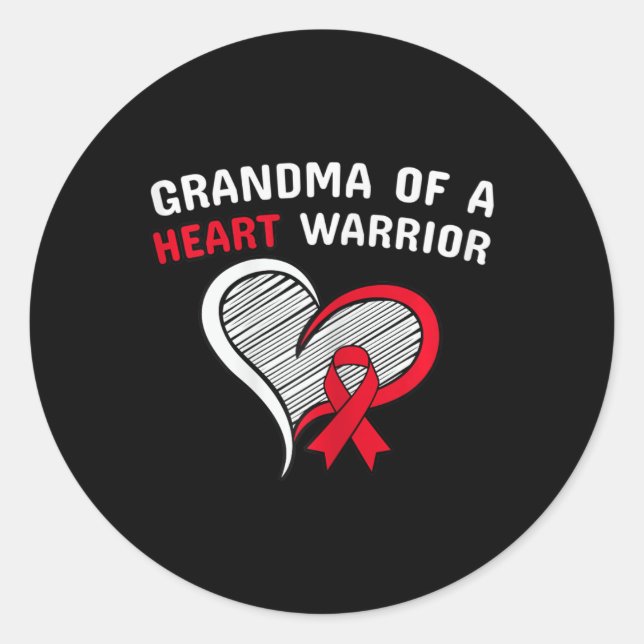 Grandma Of A Heart Warrior Chd Disease Awareness C Classic Round Sticker (Front)