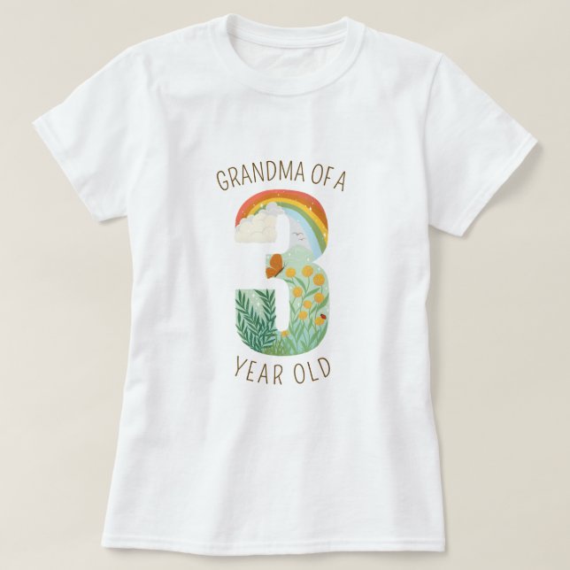 Grandma of a Three Year Old Nature Lover T-Shirt (Design Front)
