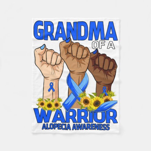 Grandma Of A Warrior Alopecia Awareness Sunflower  Fleece Blanket