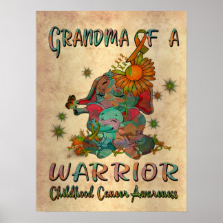 Grandma Of A Warrior Elephant Childhood Cancer Fig Poster