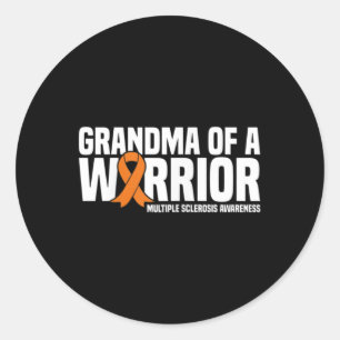 Grandma Of A Warrior Ms Multiple Sclerosis Awarene Classic Round Sticker