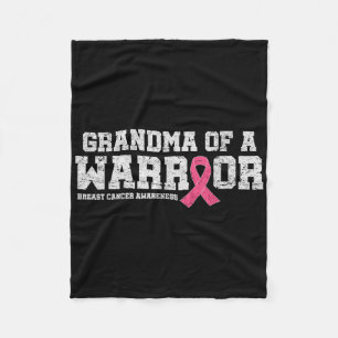 Grandma Of A Warrior Pink Ribbon Breast Cancer Awa Fleece Blanket