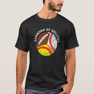 Grandma Of Ballers  Baseball Softball Football T-Shirt