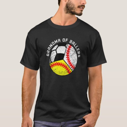 Grandma Of Ballers  Baseball Softball Soccer Grand T_Shirt