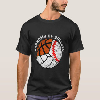 Grandma Of Ballers Fun Baseball Volleyball Basketb T-Shirt