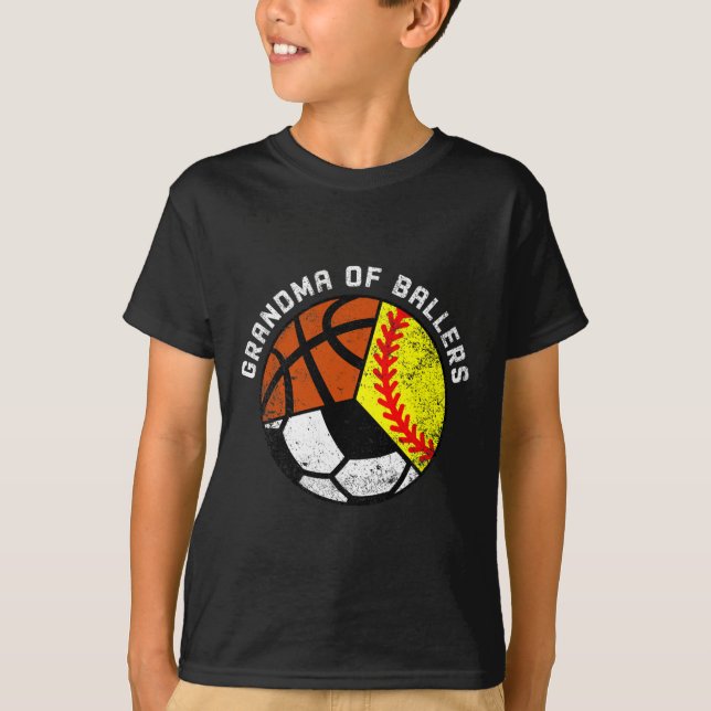 Grandma Of Ballers Fun Softball Soccer Basketball  T-Shirt (Front)