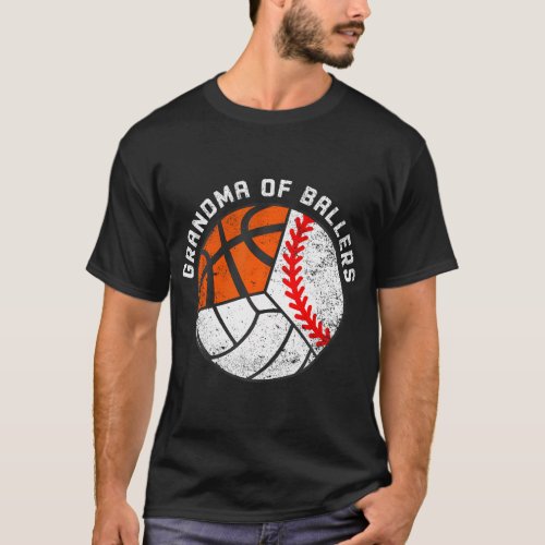 Grandma Of Ballers Funny Baseball Volleyball T_Shirt