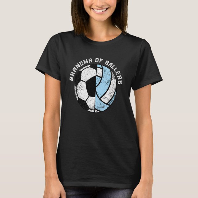 Grandma Of Ballers   Soccer Volleyball Grandma T-Shirt (Front)