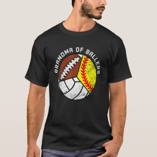Grandma Of Ballers   Softball Volleyball Football T-Shirt