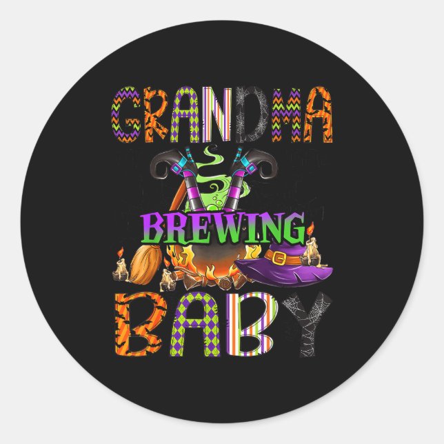 Grandma Of Brewing Baby Halloween One Soky Grandma Classic Round Sticker (Front)