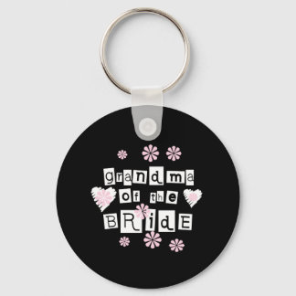 Grandma of Bride White on Black Keychain