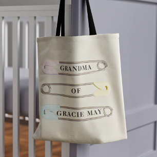 Grandma Of Grandchild Custom Baby Name Tote Bag