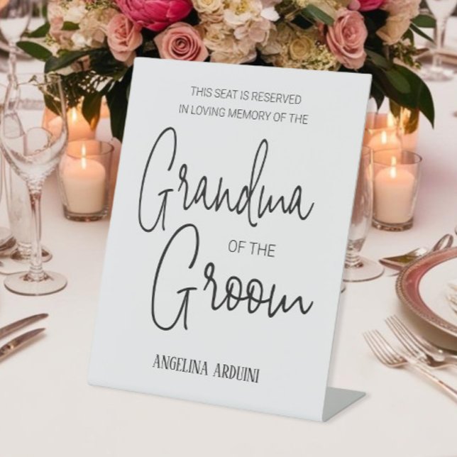 Grandma of Groom Memorial Reserved Chair Wedding Pedestal Sign (Creator Uploaded)
