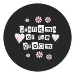 Grandma of Groom White on Black Classic Round Sticker
