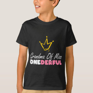 Grandma Of Miss Onederful Funny 1st Birthday Girl T-Shirt