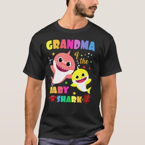 Grandma Of The Baby Shark Birthday Grandma Shark  T_Shirt