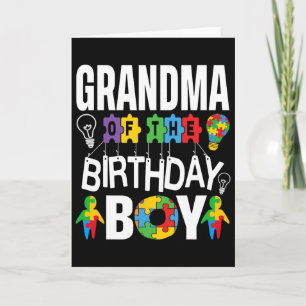 Grandma Of The Birthday Boy Autism Card
