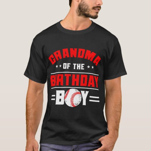 Grandma Of The Birthday Boy Baseball Theme Family  T_Shirt