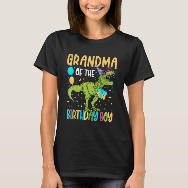 Grandma Of The Birthday Boy Family Matching Dinosa T-Shirt (Front)