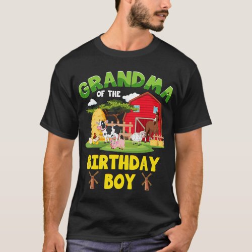 Grandma Of The Birthday Boy Farm Animals Barnyard  T_Shirt