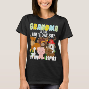 Grandma Of The Birthday Boy Farm Animals Barnyard T-Shirt