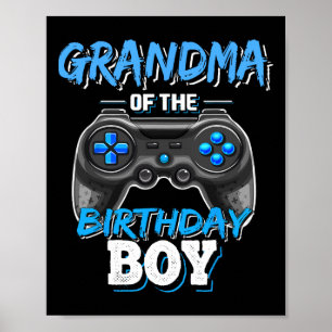 Grandma Of The Birthday Boy Matching Video Game Bi Poster