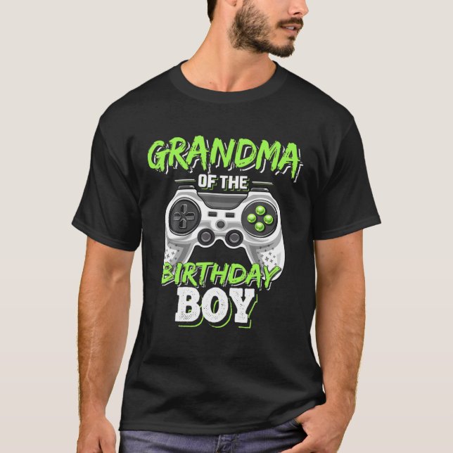 Grandma Of The Birthday Boy Matching Video Game Bi T-Shirt (Front)