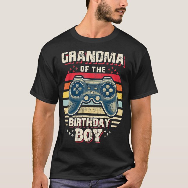 Grandma of the Birthday Boy Matching Video Game Bi T-Shirt (Front)