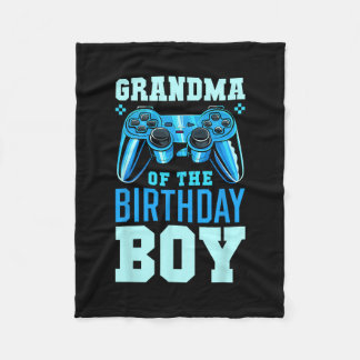 Grandma Of The Birthday Boy Matching Video Gamer B Fleece Blanket