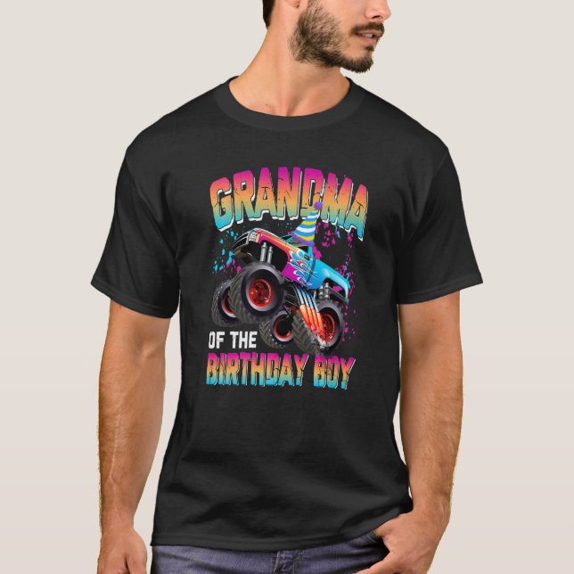 Grandma of the Birthday Boy Monster Truck Birthday T-Shirt (Front)