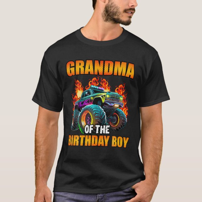 Grandma of the Birthday Boy Monster Truck Birthday T-Shirt (Front)