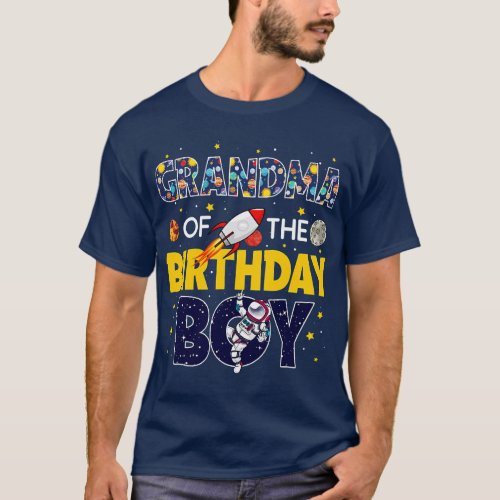 Grandma of The Birthday Boy  Outer Space Mommy Mam T_Shirt