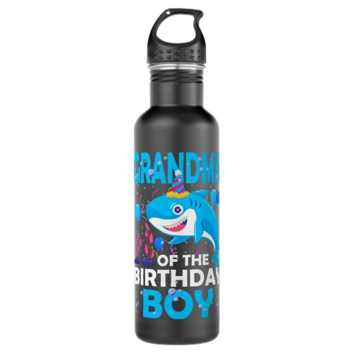 Grandma of The Birthday Boy Shark Ocean Matching F Stainless Steel Water Bottle