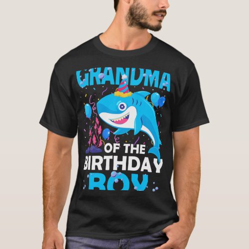 Grandma of The Birthday Boy Shark Ocean Matching F T_Shirt